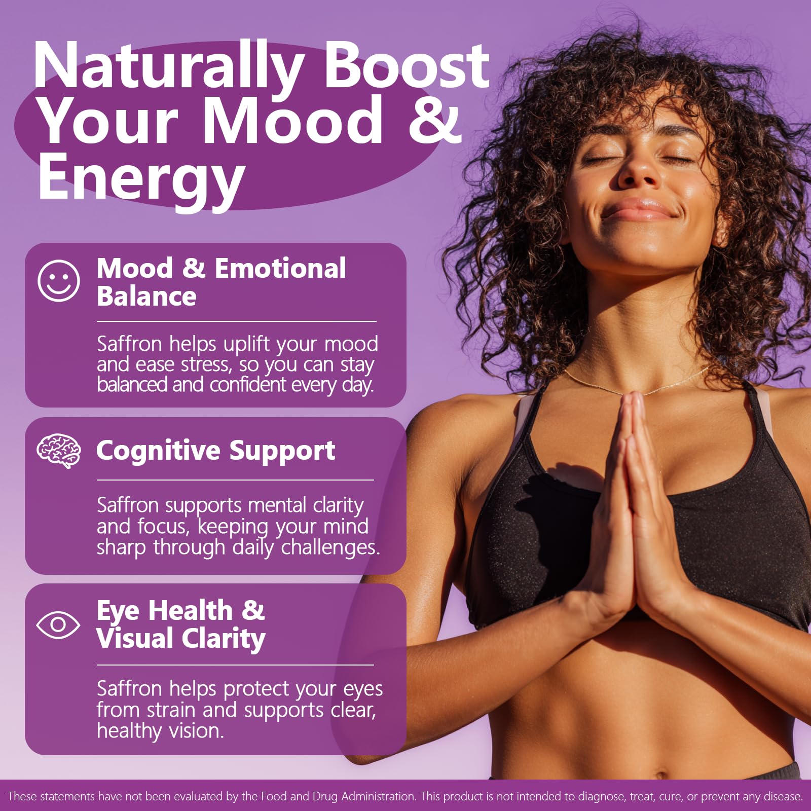 HyberVive Saffron Supplements 88.5MG | 90 Vegan Capsules | Mood Energy Focus Support | Made in USA