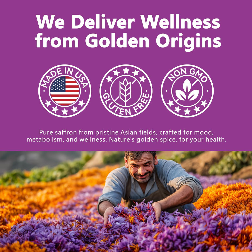 HyberVive Saffron Supplements 88.5MG | 90 Vegan Capsules | Mood Energy Focus Support | Made in USA