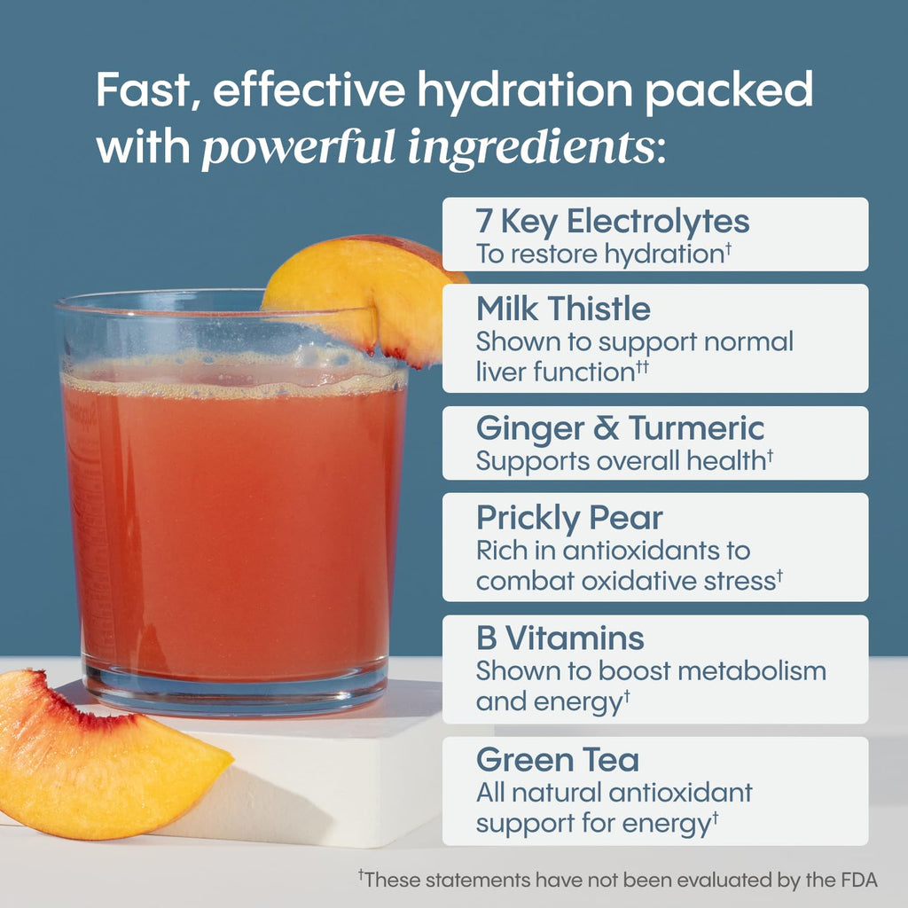 Hydralyte Liver Support + Electrolyte Mix – Milk Thistle, Turmeric & Ginger (Peach Passion Ginger, 20 Packets)