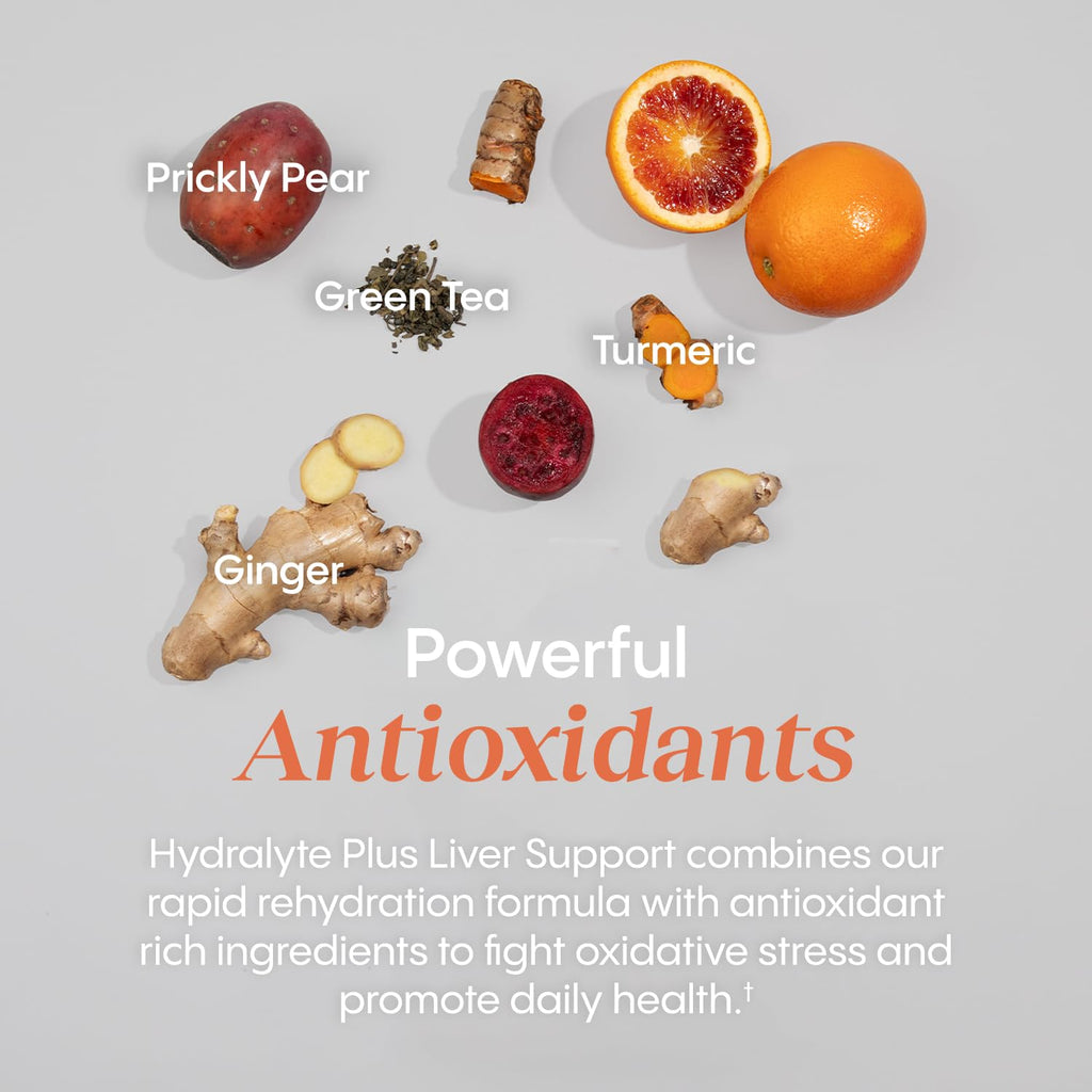 Hydralyte Liver Support + Electrolyte Mix – Milk Thistle, Turmeric & Ginger (Peach Passion Ginger, 20 Packets)