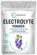 Micro Ingredients Hydration Electrolyte Powder – 2 lb (139 Servings) Concord Grape | High Potassium 1000 mg + Coconut Water | No Sugar, Keto, Non-GMO