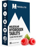 HydroLite Molecular Hydrogen Tablets with Magnesium | 12,000 PPB H2 – Raspberry | Made in USA, 30 Tablets