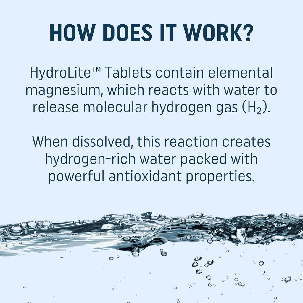 HydroLite Molecular Hydrogen Tablets with Magnesium | 12,000 PPB H2 – Raspberry | Made in USA, 30 Tablets