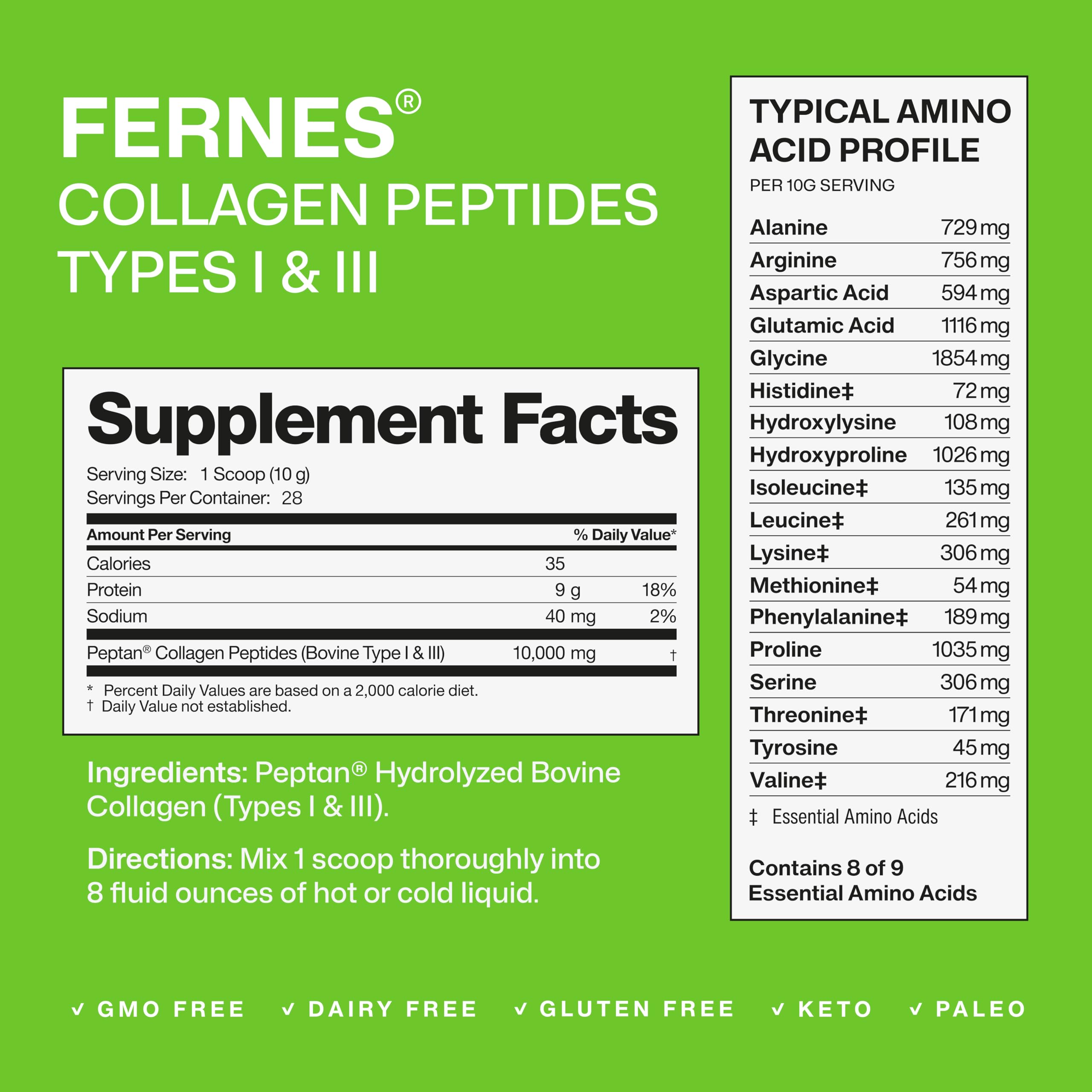 Hydrolyzed Collagen Peptides – Grass-Fed Type I & III, Unflavored, 28 Servings | Keto & Paleo