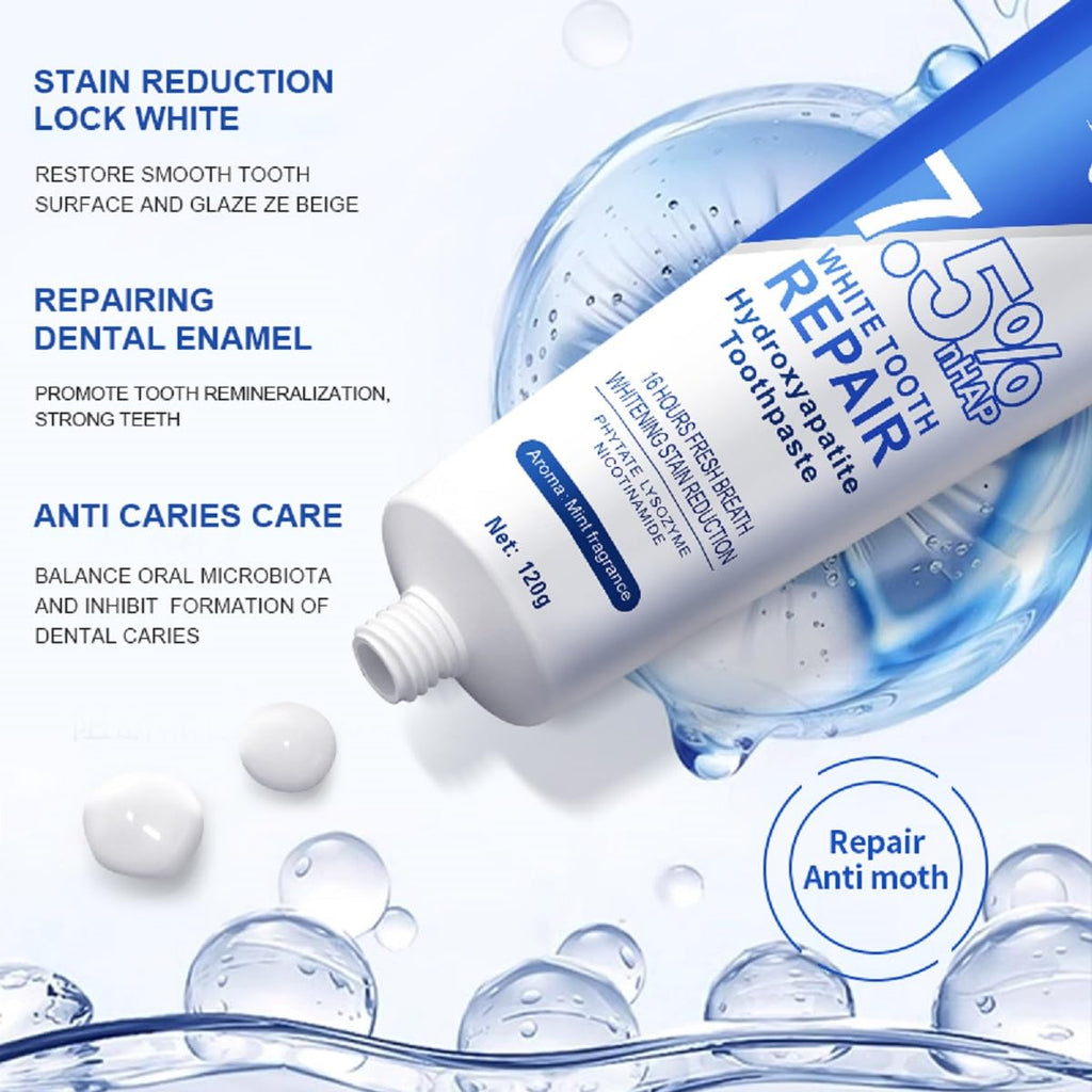 2 Pcs Hydroxyapatite Toothpaste 7.5% – Enamel Protection & Strengthening, Fluoride-Free, Gentle Mint