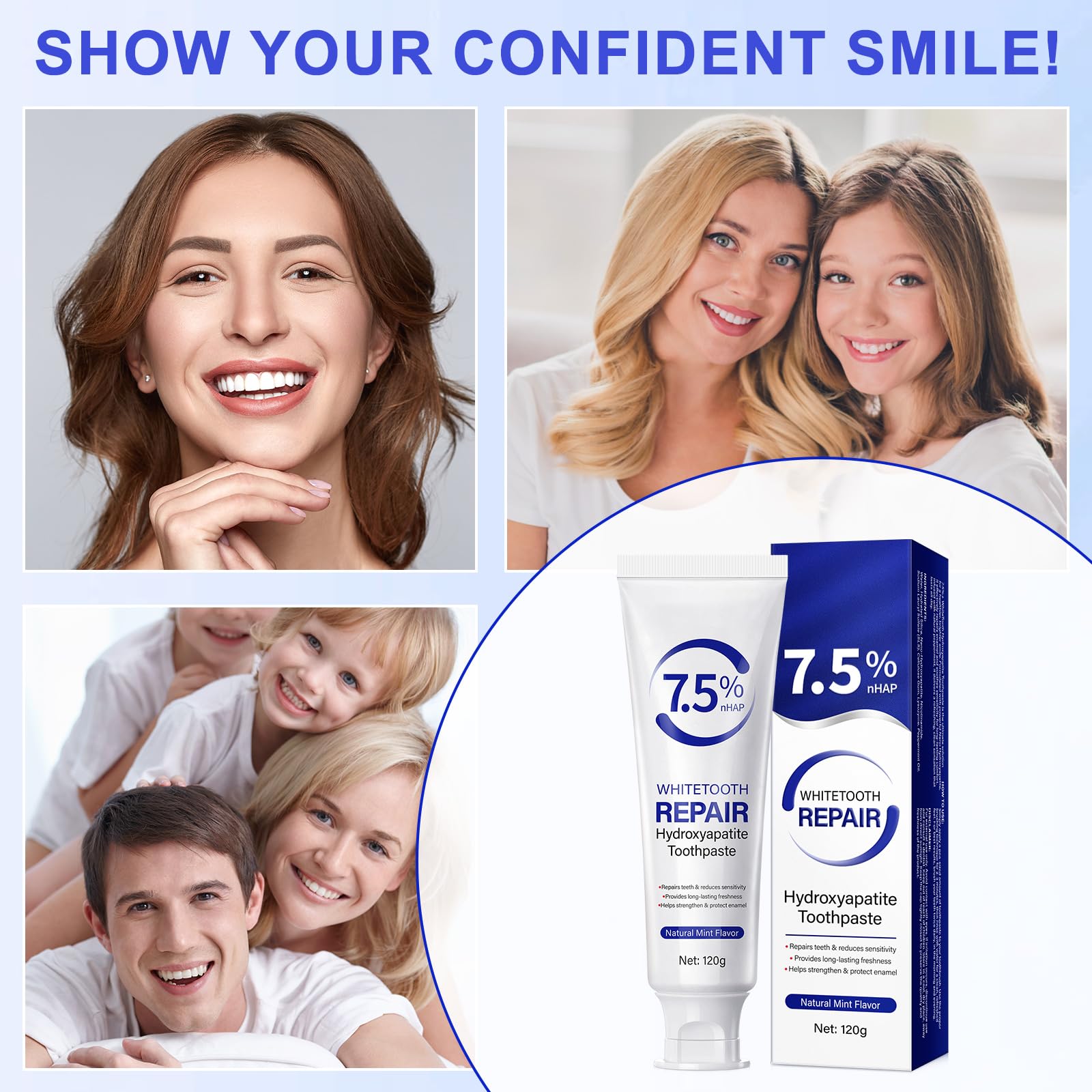 Hydroxyapatite Toothpaste for Enamel Protection & Sensitive Teeth - Daily Use 4.23 oz