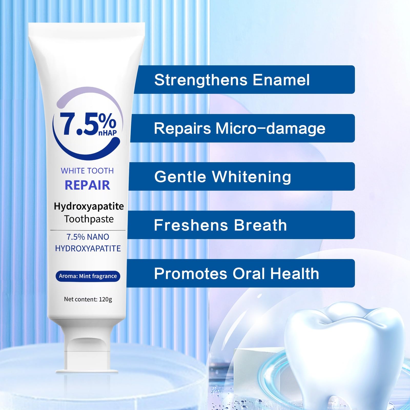 2Pcs Hydroxyapatite Toothpaste – Advanced Enamel Protection for Sensitive Teeth, 4.23 oz