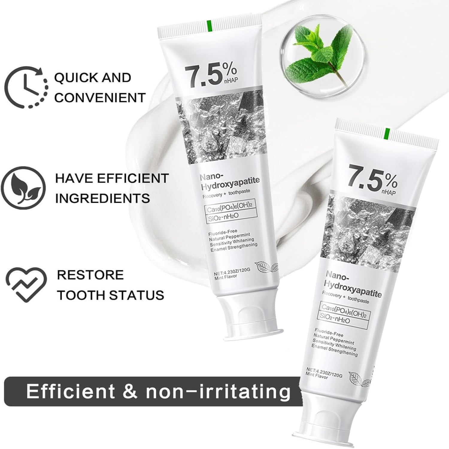 Hydroxyapatite Toothpaste - Enamel Protection, Gentle Formula (2pcs)