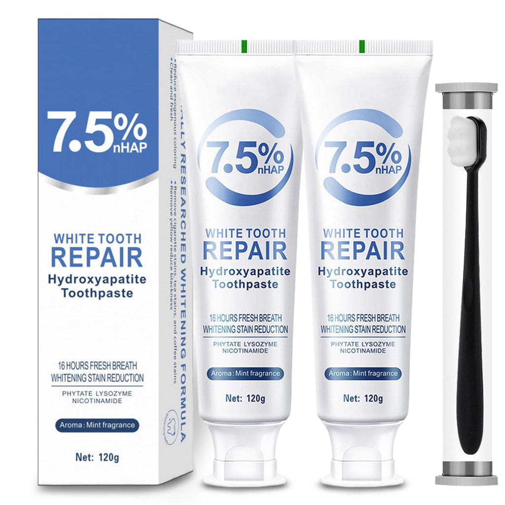 Hydroxyapatite Toothpaste 7.5% - Fluoride-Free Enamel Protection (4.23oz, 2pcs) | Mild Mint