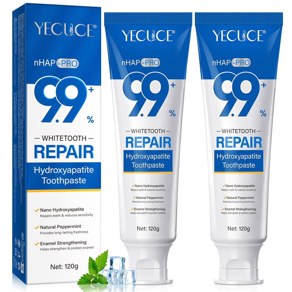 Hydroxyapatite Toothpaste 9.9% | 2 Pack Nano HA Toothpaste for Enamel Protection & Sensitivity Relief