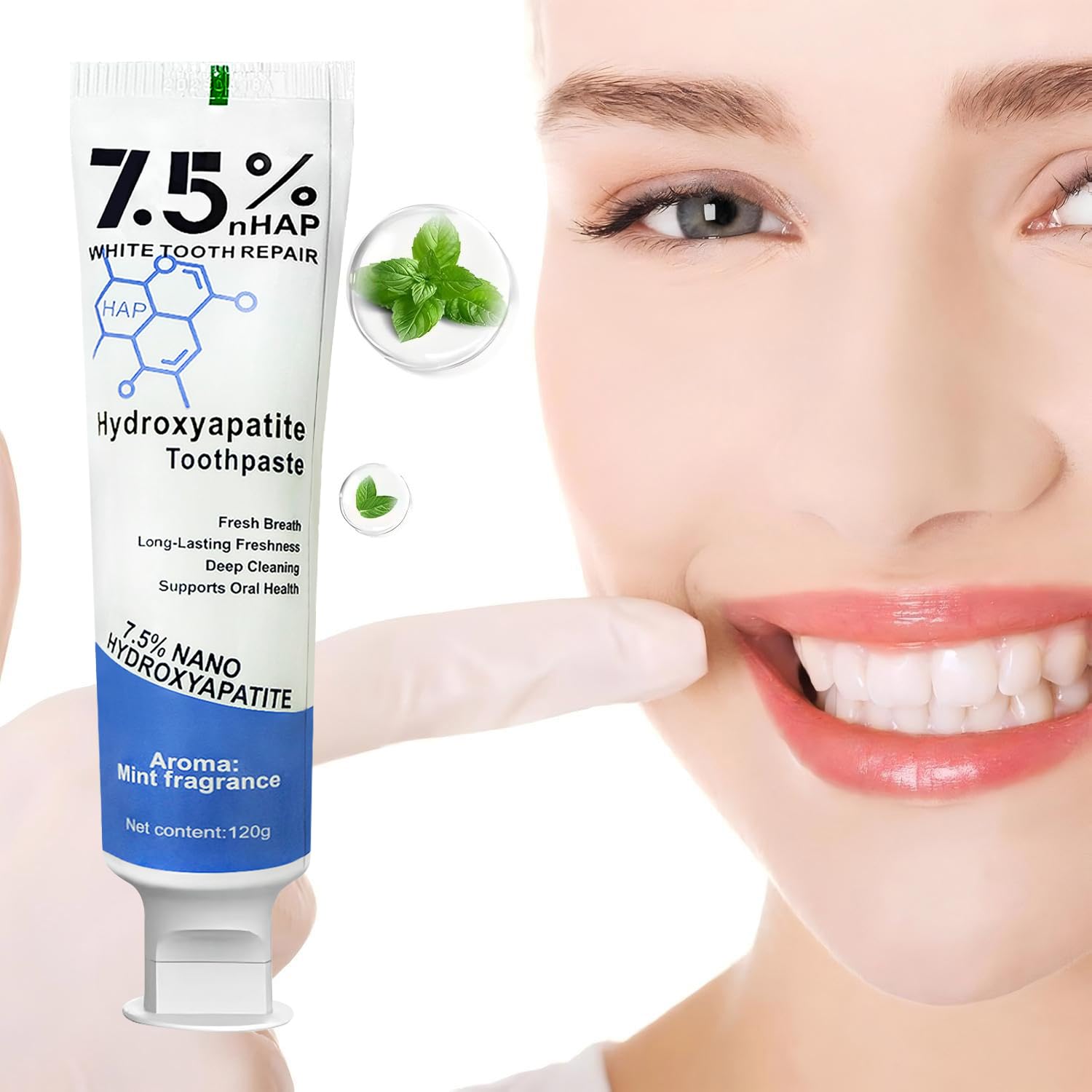 7.5% Hydroxyapatite Toothpaste – Enamel Protection, Fluoride-Free, Fresh Mint