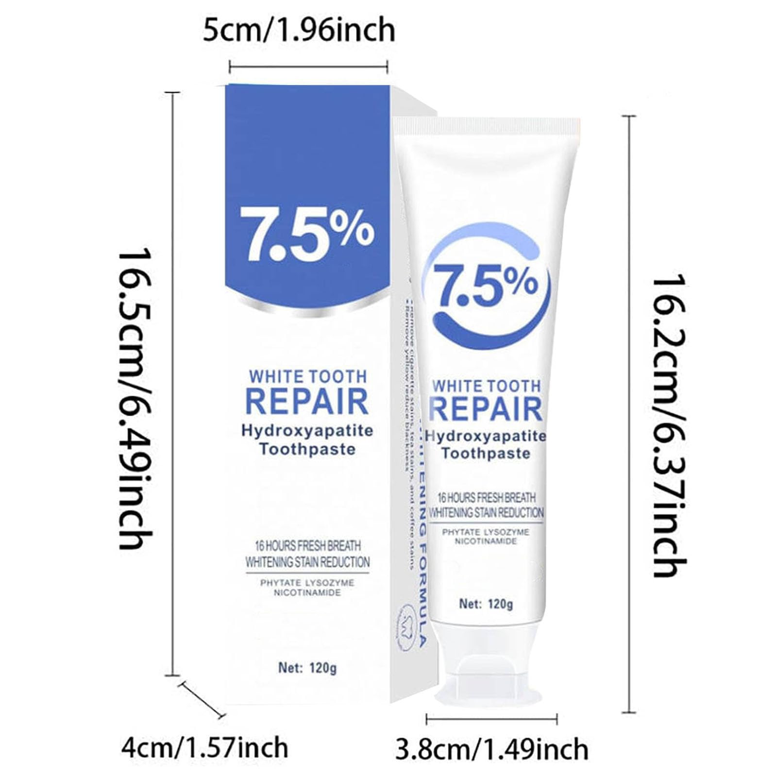 7.5% Hydroxyapatite Toothpaste - Fluoride-Free Whitening, Gentle Mint (2pcs)