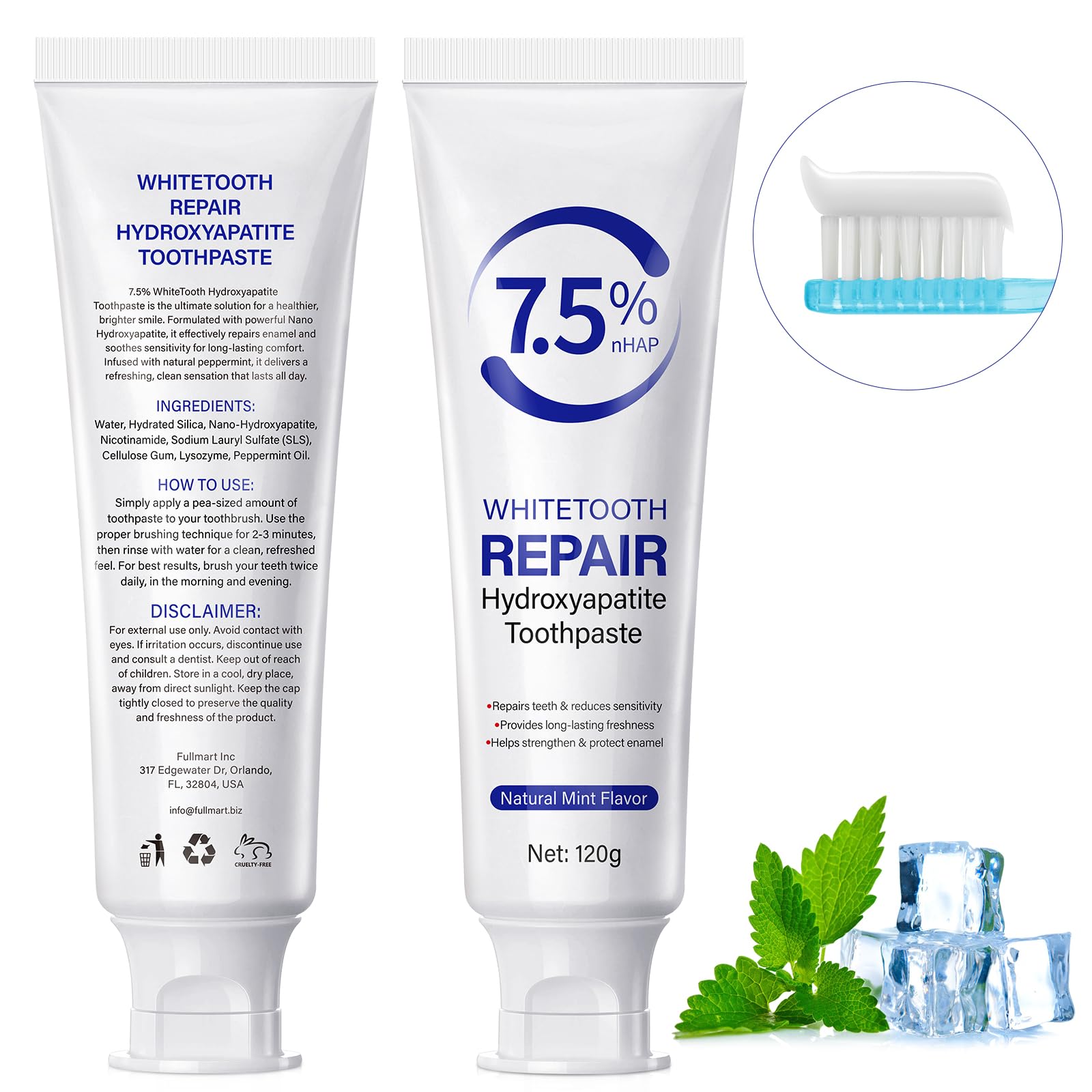 Hydroxyapatite Toothpaste – Protect Enamel, Strengthen Teeth, Mint Flavor
