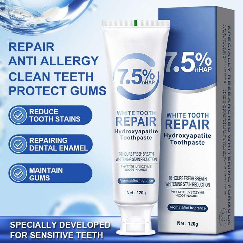 7.5% Hydroxyapatite Toothpaste for Enamel Protection - Fluoride-Free, Gentle Mint, Sensitive Teeth (4.23 oz)