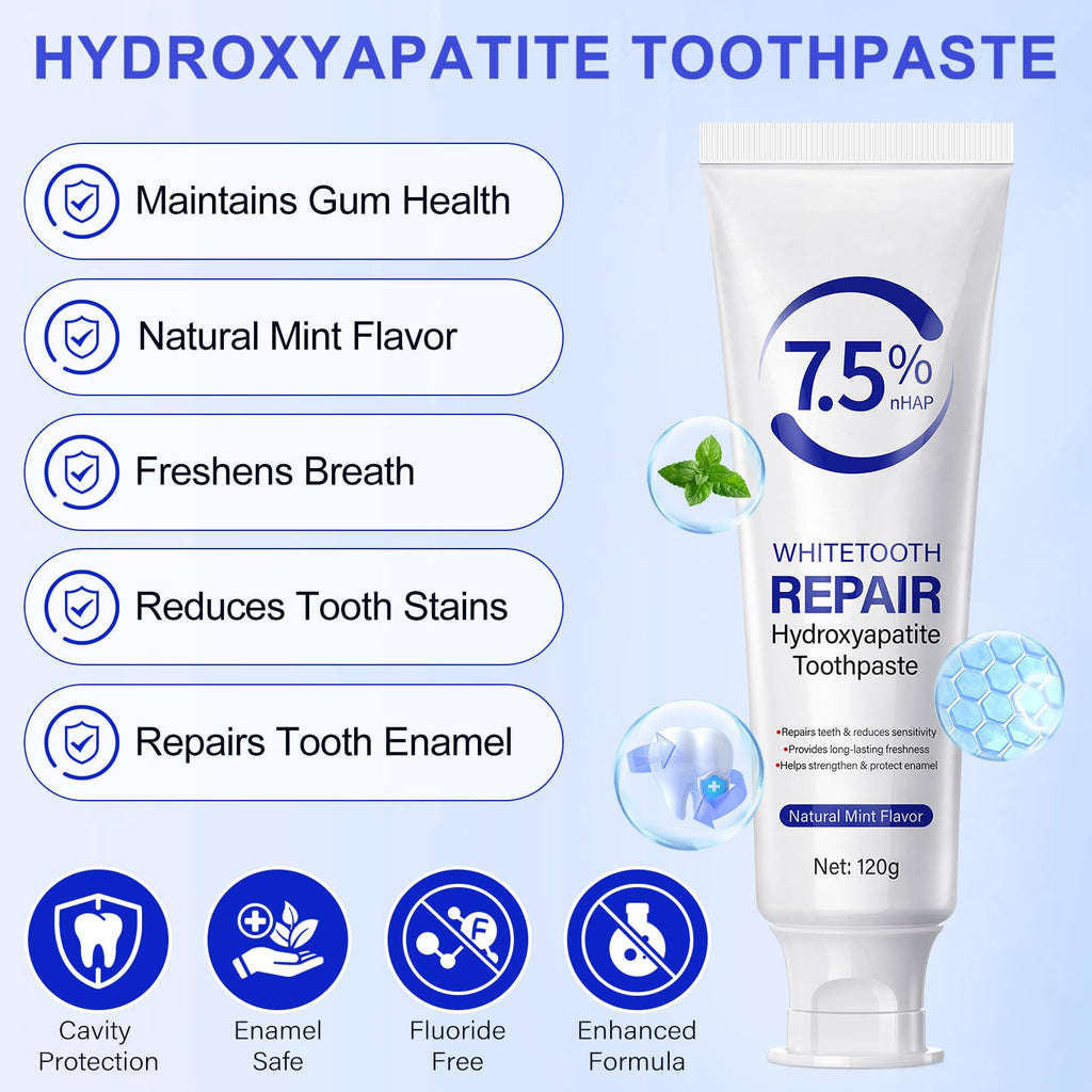 Hydroxyapatite Toothpaste for Enamel Protection - Fluoride-Free for Sensitive Teeth