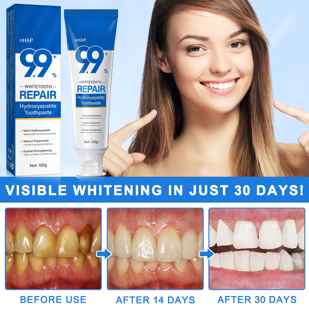 Hydroxyapatite Toothpaste 9.9% – 2PCS Nano, Fluoride Free, Enamel Protection