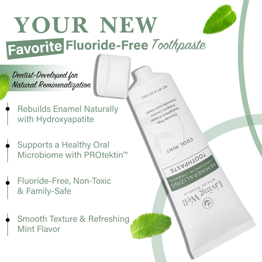 Hydroxyapatite Toothpaste – Fluoride-Free Remineralizing Formula with PROtektin – Mint, 4 oz