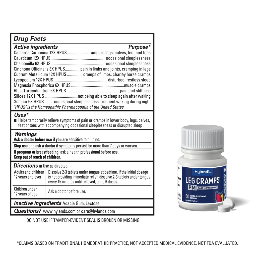 Hyland's Leg Cramps PM - Nighttime Leg, Calf & Foot Relief | 100 Quick-Dissolving Tablets (2-Pack)