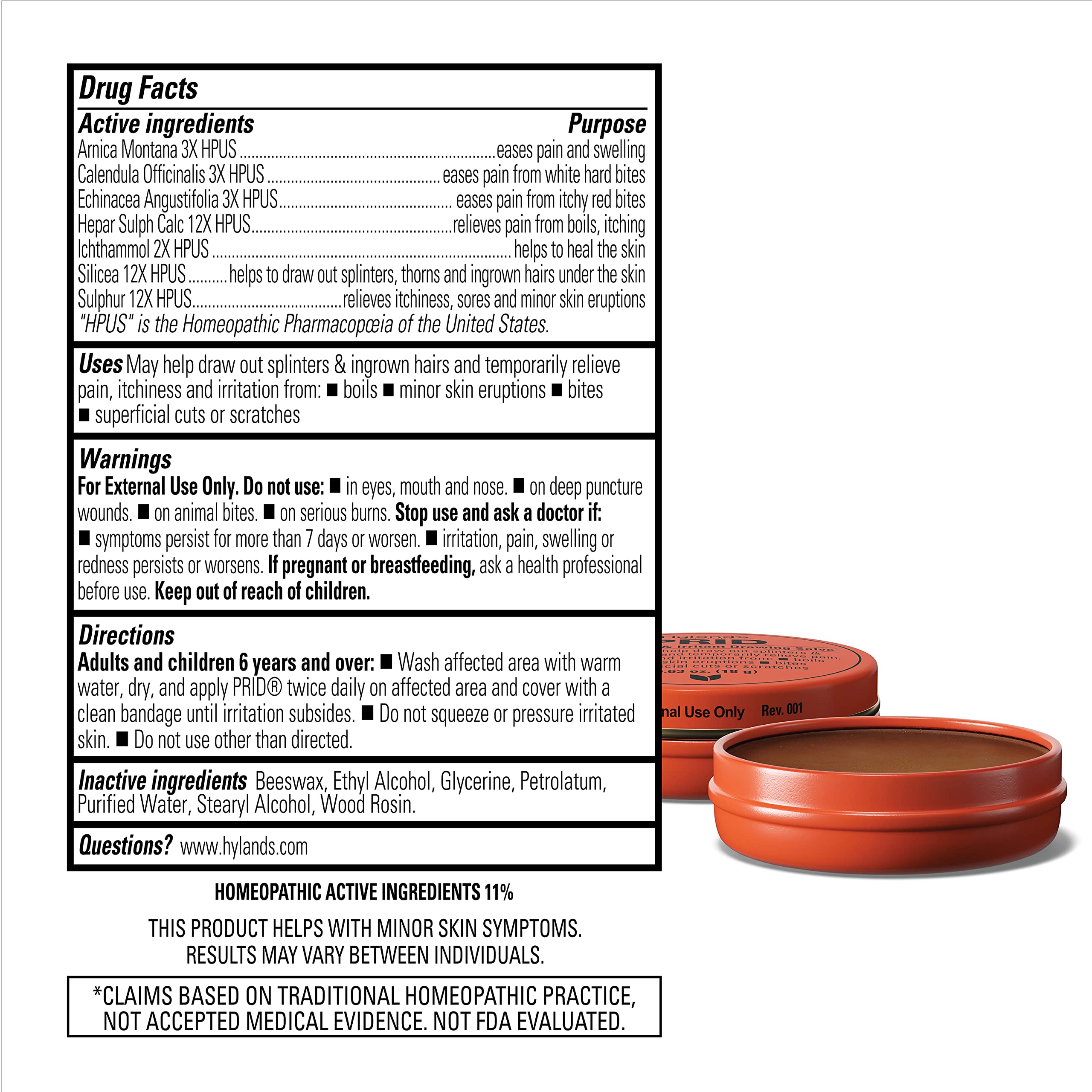 Hyland's PRID Drawing Salve Naturals (2 Pack) – Paraben Free & Gentle