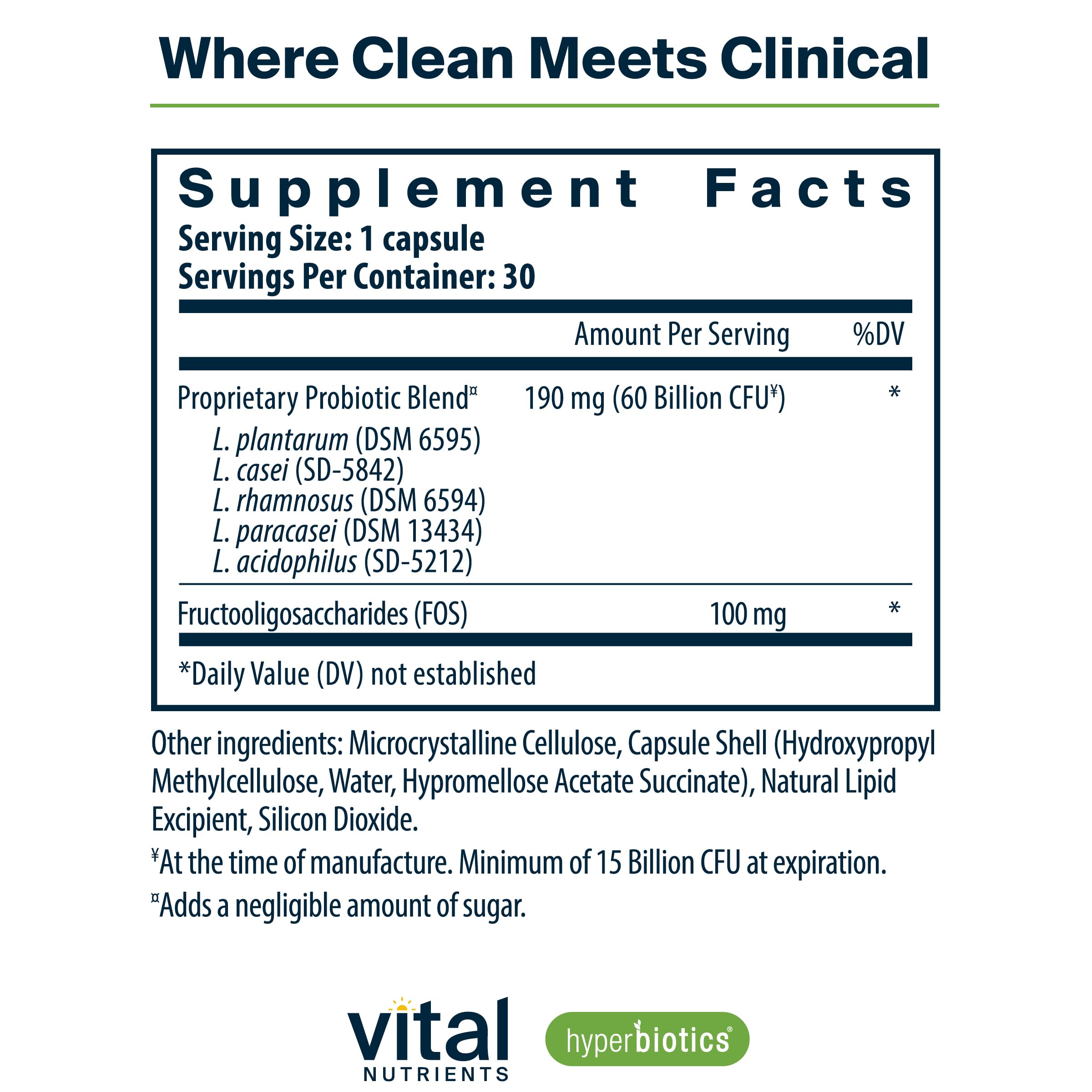 Hyperbiotics Vital Nutrients Prebiotic & Probiotic – 60B CFU, 30 Vegan Capsules