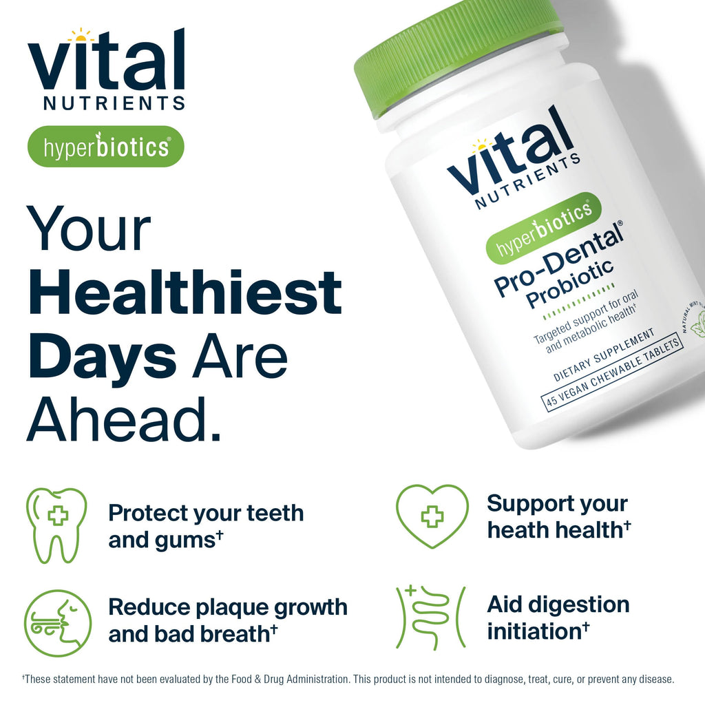 Hyperbiotics Vital Nutrients Pro Dental Probiotic | Clinically Studied BLIS K12 & M18 | 45 Mint Tablets