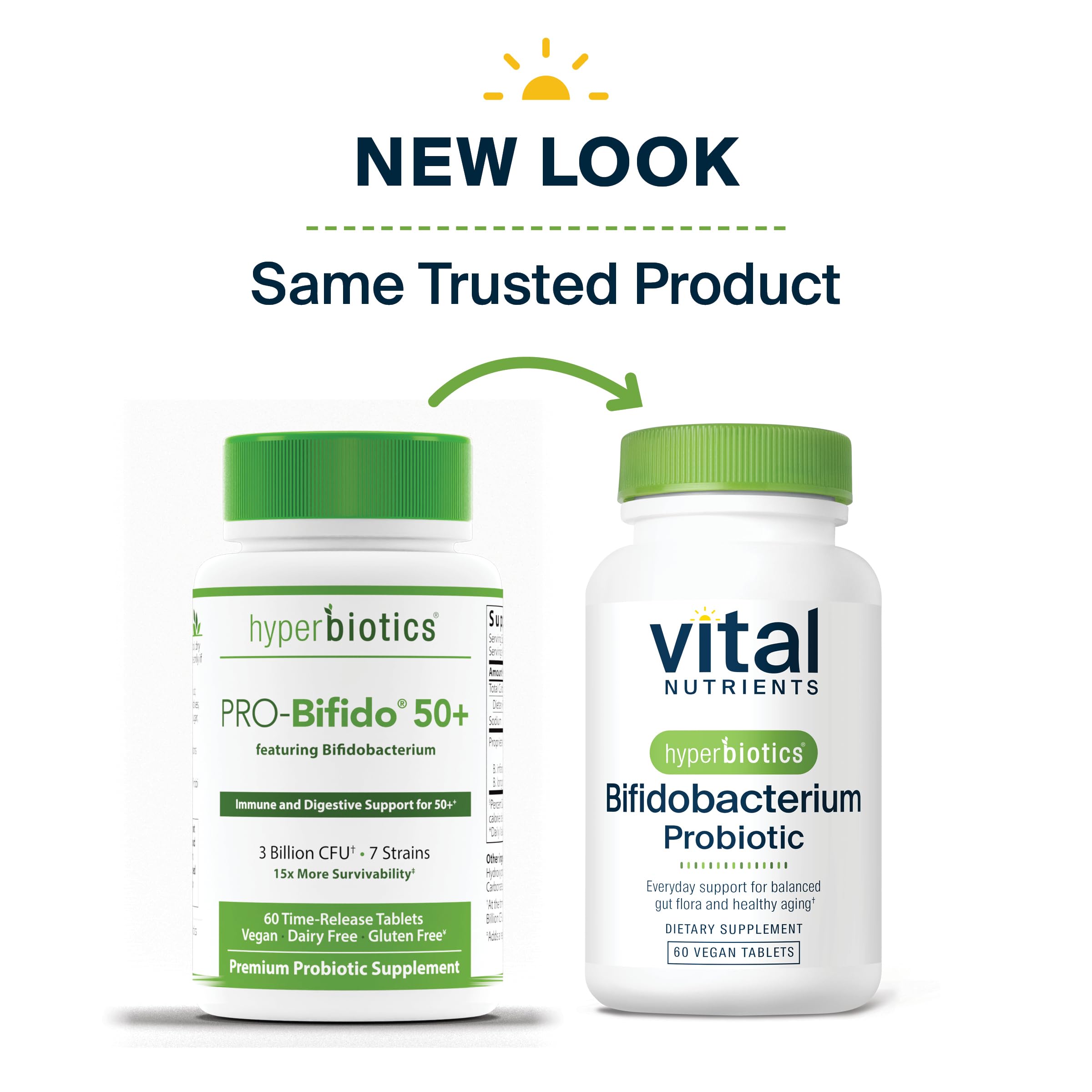 Hyperbiotics Vital Nutrients Bifidobacterium Probiotic | 7 Targeted Strains | Supports Immune and Digestive Health for Older Adults | Shelf-Stable | Vegan | 60 Tablets