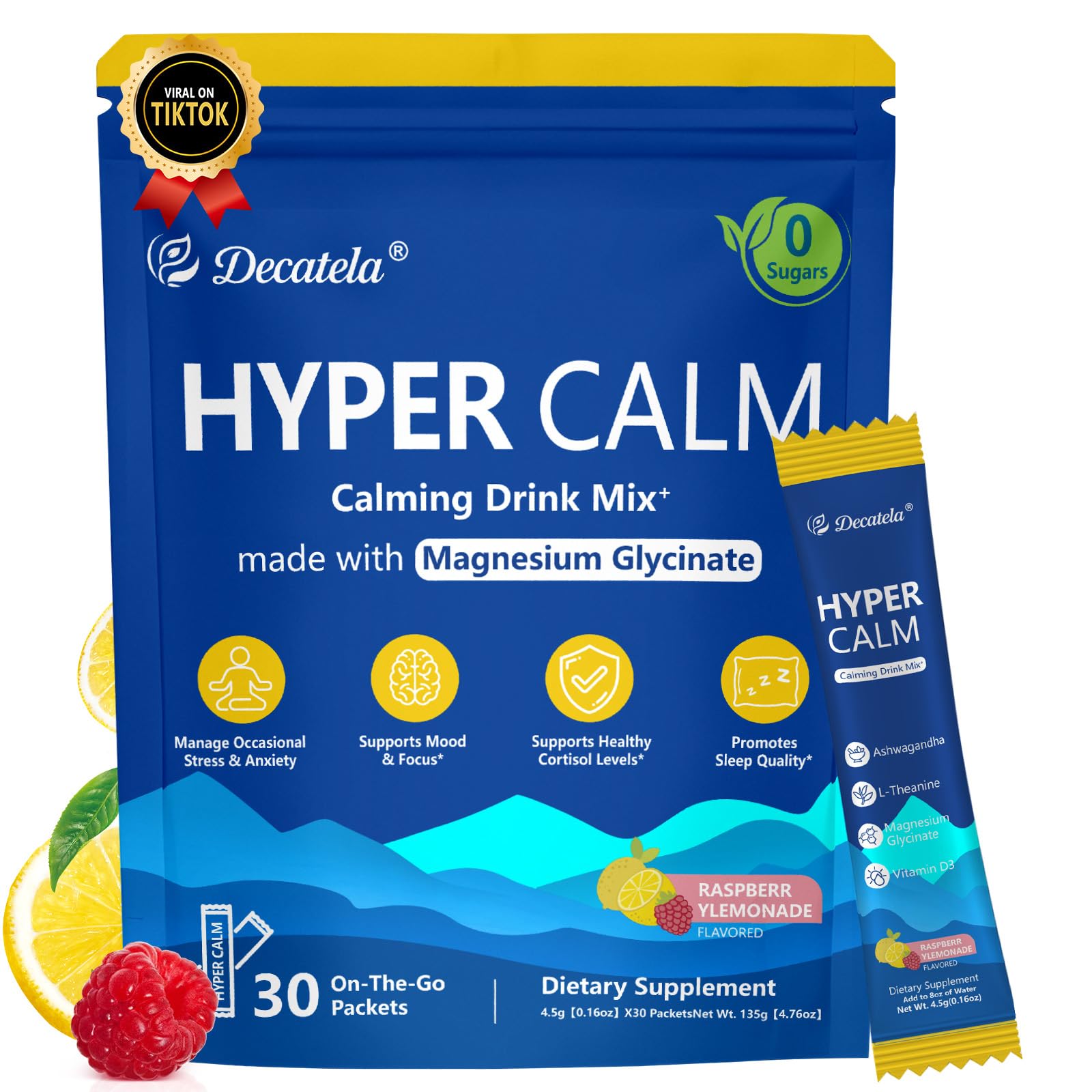 HyperCalm Cortisol Balance Drink with Magnesium Glycinate, Ashwagandha & L-Theanine