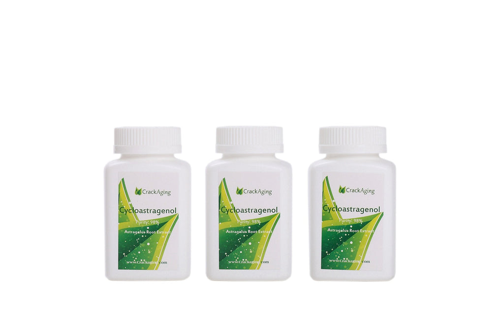 Crackaging Cycloastragenol 98% Immune Support – Telomerase/Telomere Anti-Aging (10 mg/cap, 60 caps × 3 bottles)