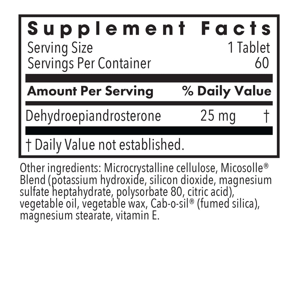 DHEA 25mg Supplement – Allergy Research Group | Hormone Support, Hypoallergenic, Soy-Free (60 Count)