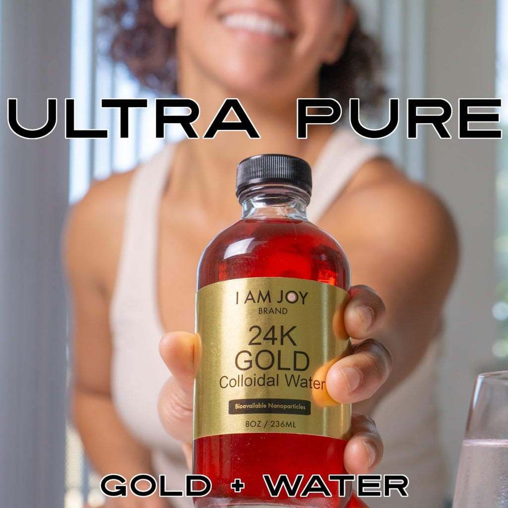 I Am Joy: Liquid Colloidal Gold 24k – 99.99% Pure, 100ppm, 8oz Fragrance-Free Bottle