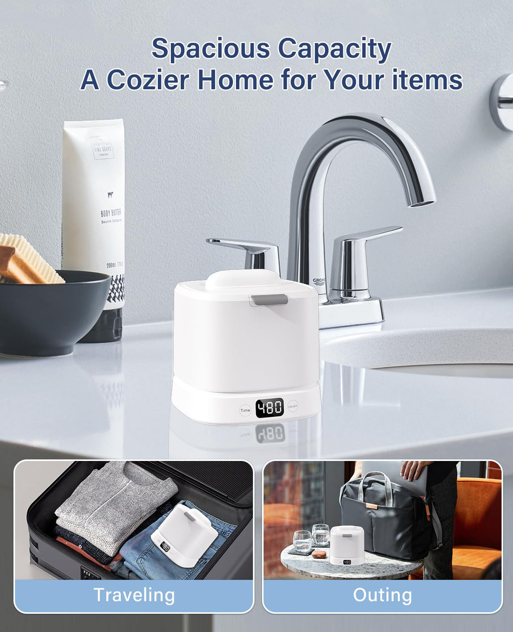 IAULF Ultrasonic Retainer Cleaner Machine – 45kHz Cleaning for Dentures, Aligners, Braces, Jewelry | 319ml (White)