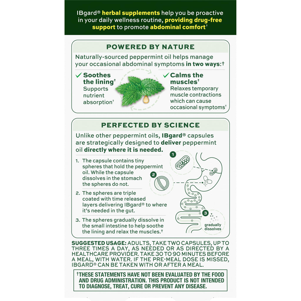 IBgard Gut Health Supplement with Peppermint Oil — 48 Capsules