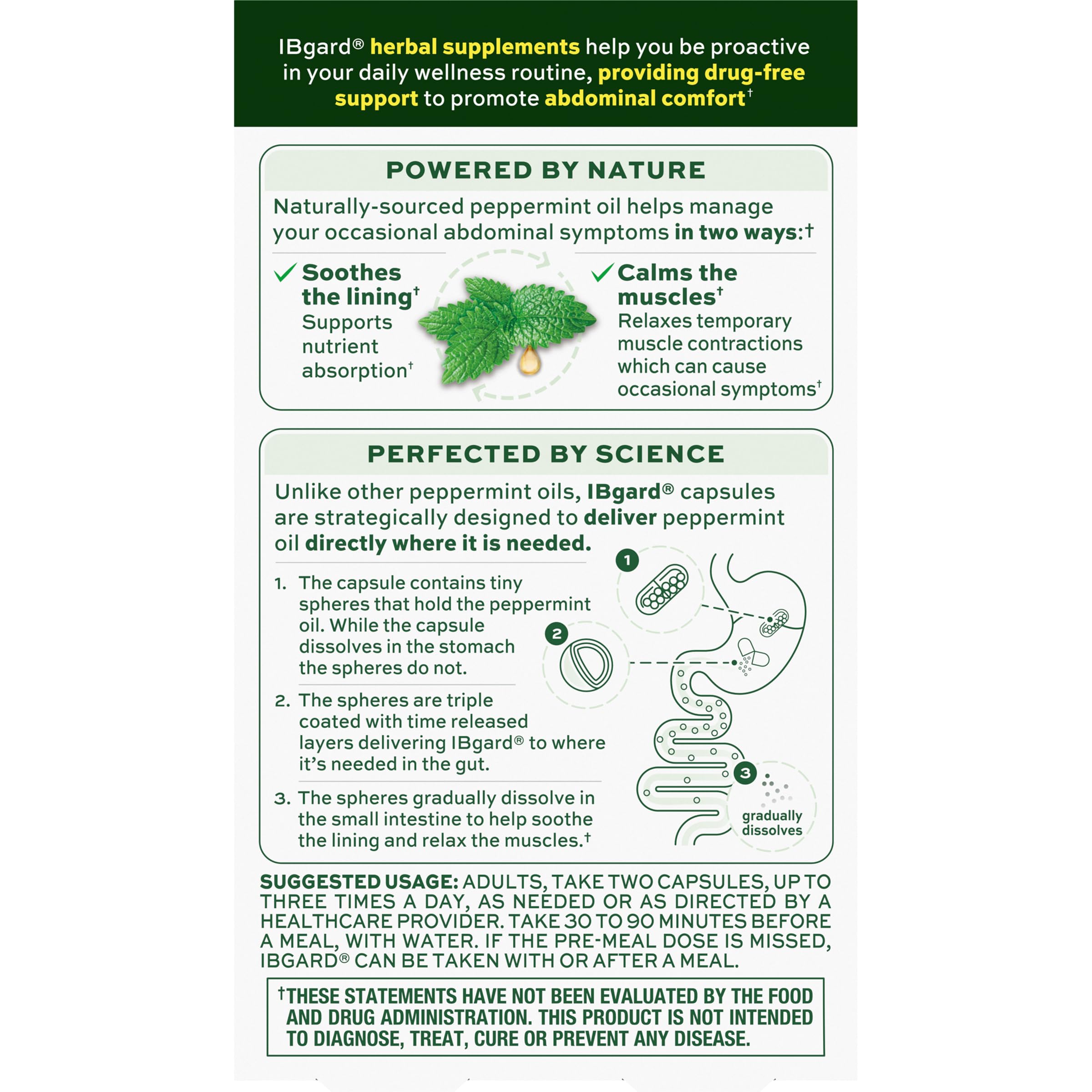 IBgard Gut Health Supplement with Peppermint Oil — 48 Capsules