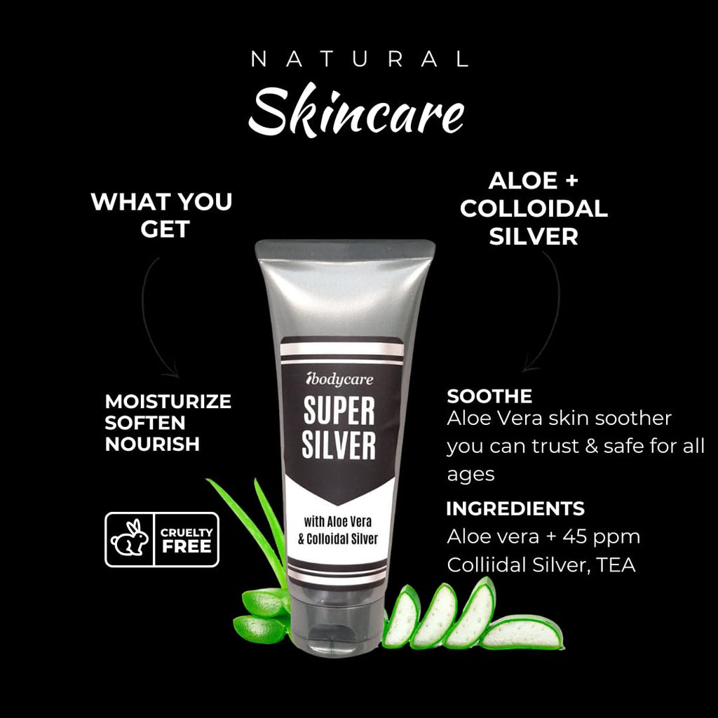 ibodycare Super Silver Colloidal Gel – 45 PPM Nano Silver Skin Gel (4 oz)