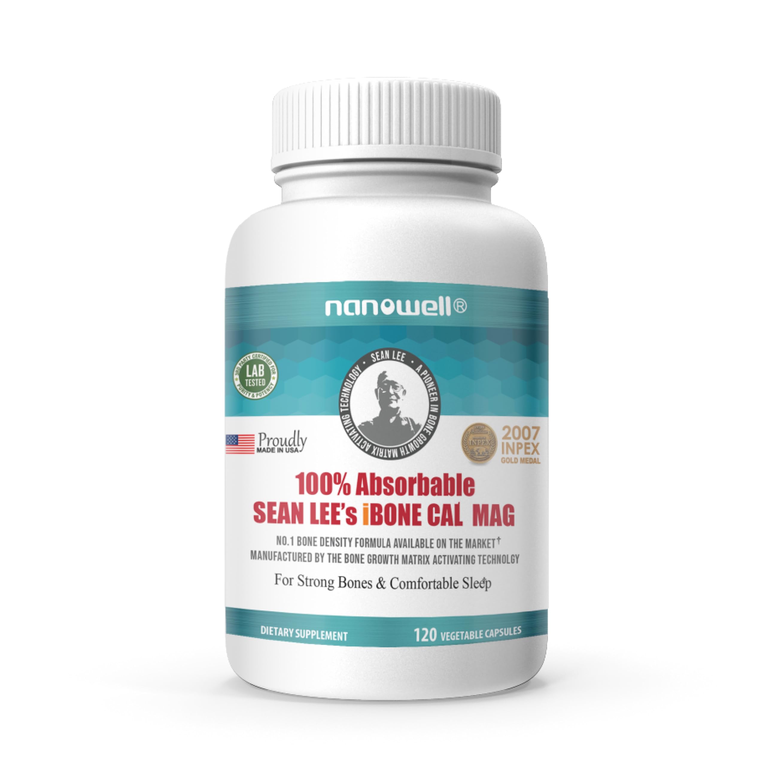 NANOWELL iBone Cal Mag – Bone Health Calcium & Magnesium Supplement | 120 Veg Capsules (30 Day Supply)