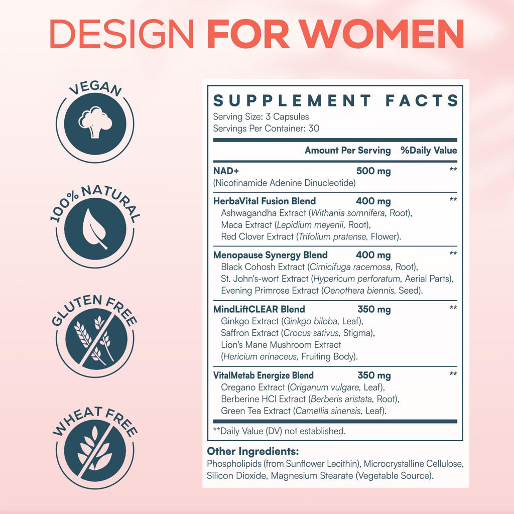 IcarusIvy 2000MG NAD+ for Women – Liposomal NAD+ with Ashwagandha, Ginkgo, Berberine & Black Cohosh – 540 Capsules