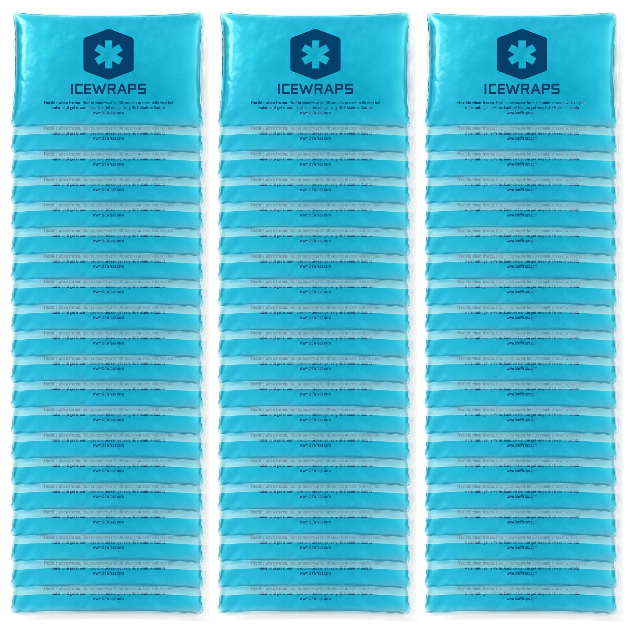 ICEWRAPS 3x5 in Hot & Cold Gel Packs – Reusable, Puncture-Resistant, 60-Pack | FSA/HSA Eligible