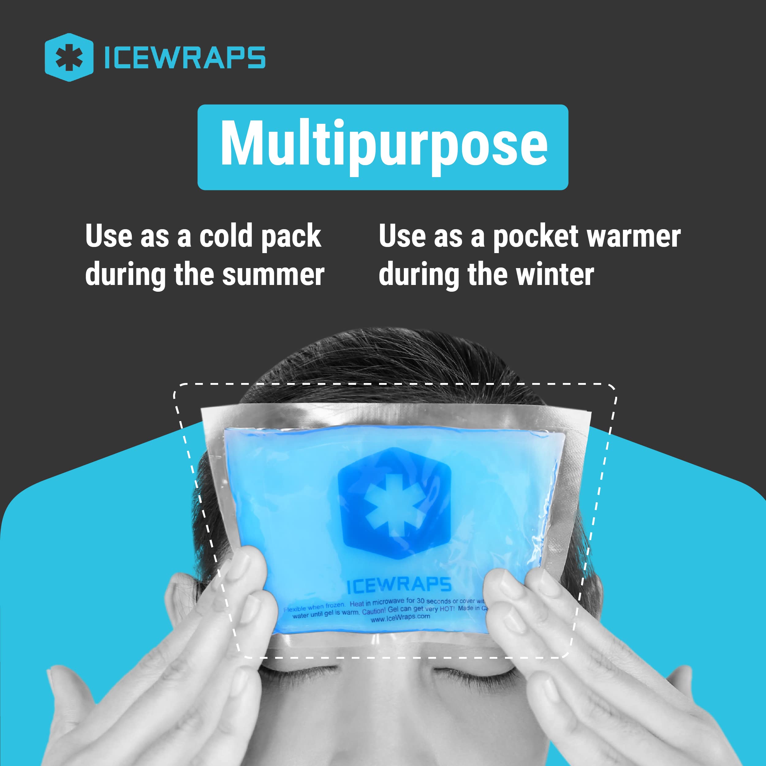 ICEWRAPS 3x5 in Hot & Cold Gel Packs – Reusable, Puncture-Resistant, 60-Pack | FSA/HSA Eligible