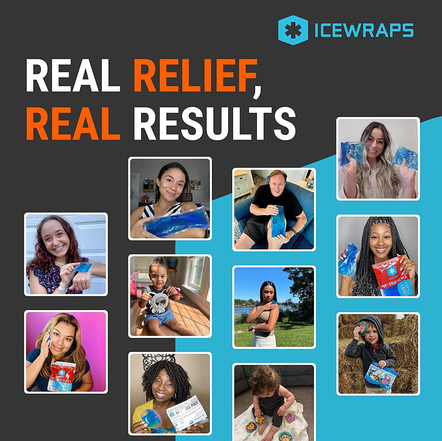ICEWRAPS 3x5 in Hot & Cold Gel Packs – Reusable, Puncture-Resistant, 60-Pack | FSA/HSA Eligible