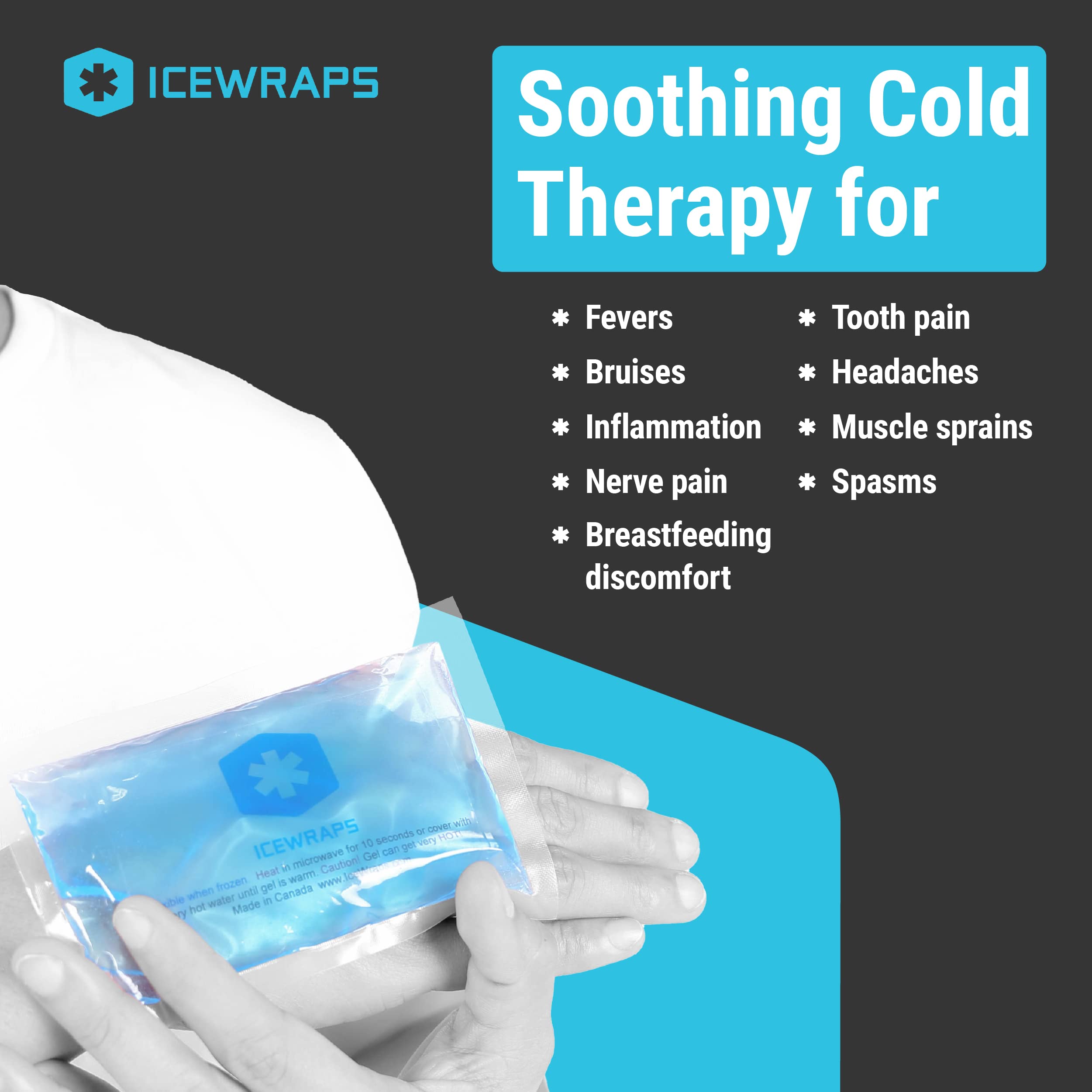 ICEWRAPS 3x5 in Hot & Cold Gel Packs – Reusable, Puncture-Resistant, 60-Pack | FSA/HSA Eligible