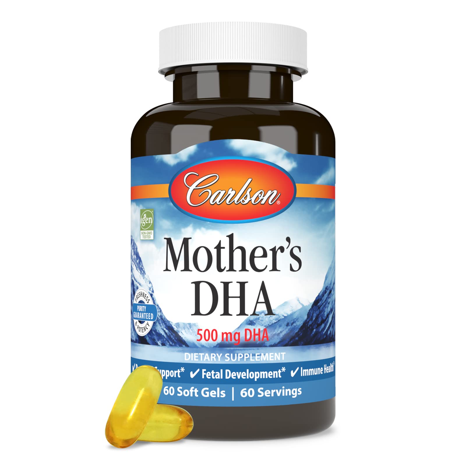 Carlson Mother's DHA 500 mg Prenatal – Fetal Development & Immune Health, 60 Softgels