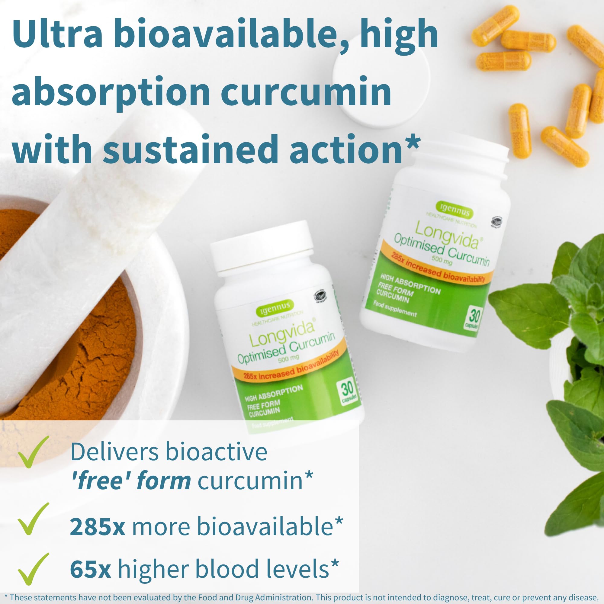 Igennus Longvida Curcumin 500mg | Ultra Bioavailable & 65x Plasma