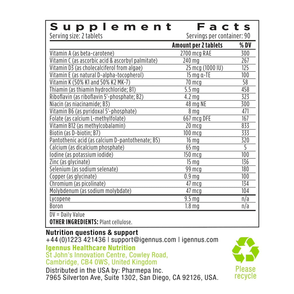 Igennus Methylated Men's Multivitamin – 22 Actives, All-Day Support, Non-GMO & Halal