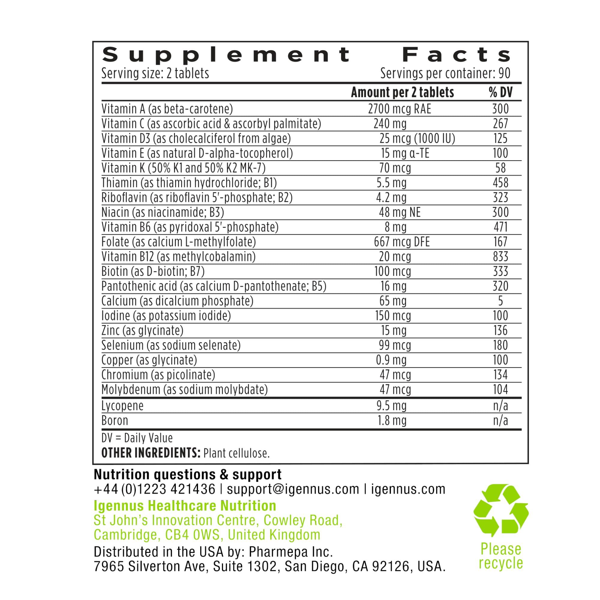 Igennus Methylated Men's Multivitamin – 22 Actives, All-Day Support, Non-GMO & Halal