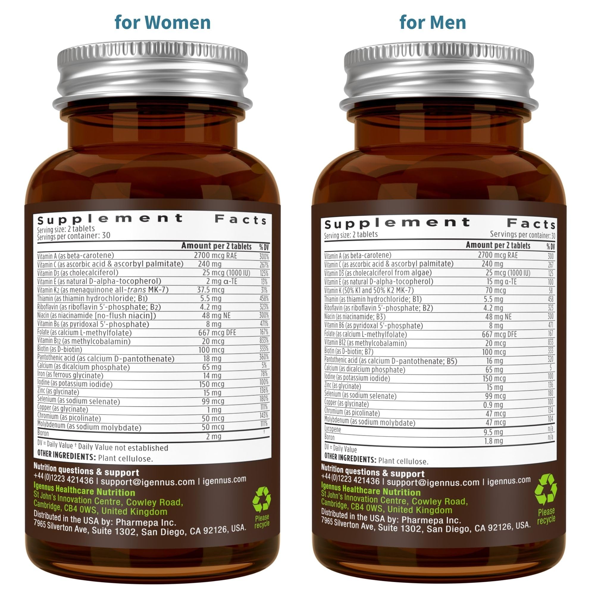 Igennus Methylated Multivitamin 2-Pack for Men & Women | All-Day Nutrients