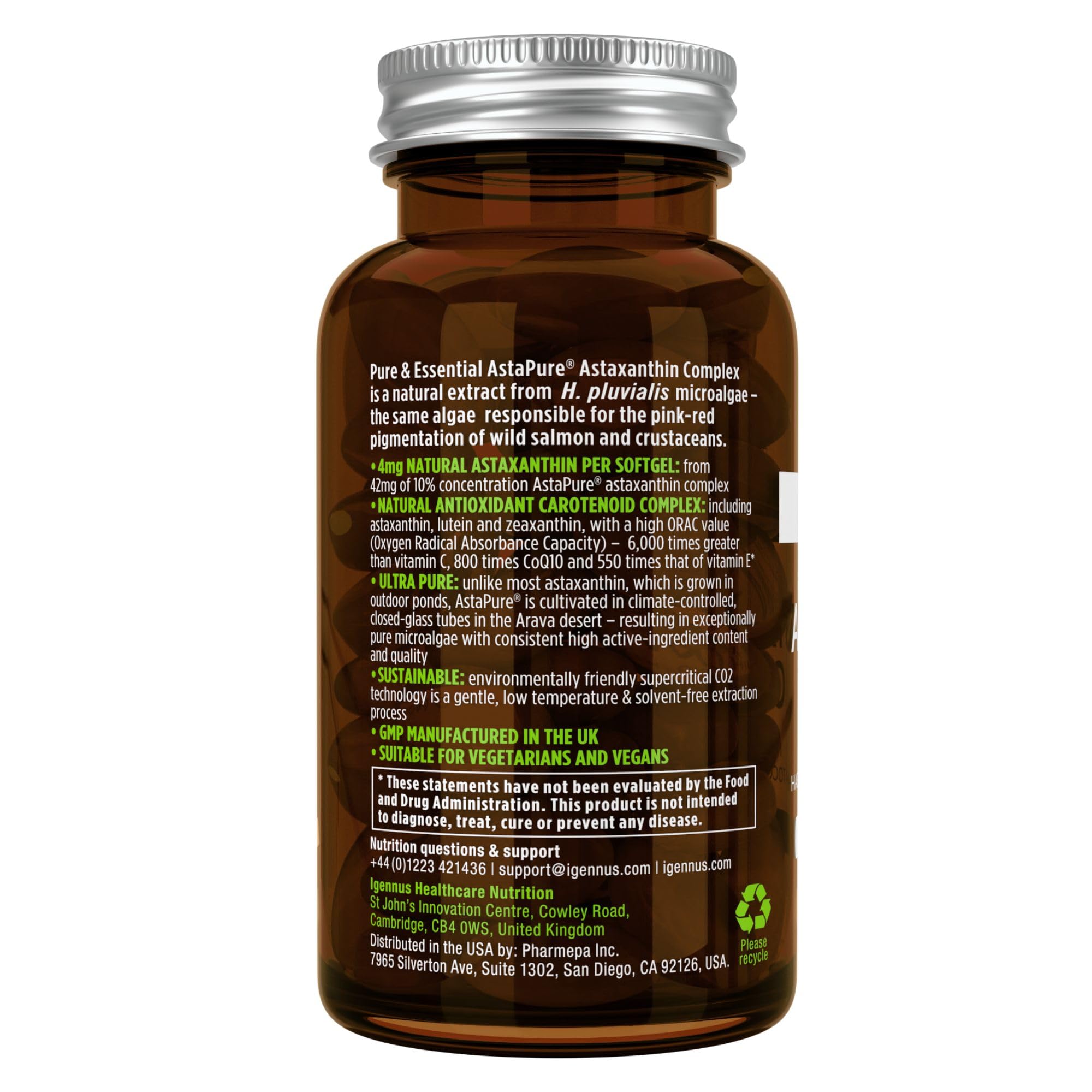 Igennus Vegan Astaxanthin 4mg Complex with Lutein & Zeaxanthin | 90 Softgels