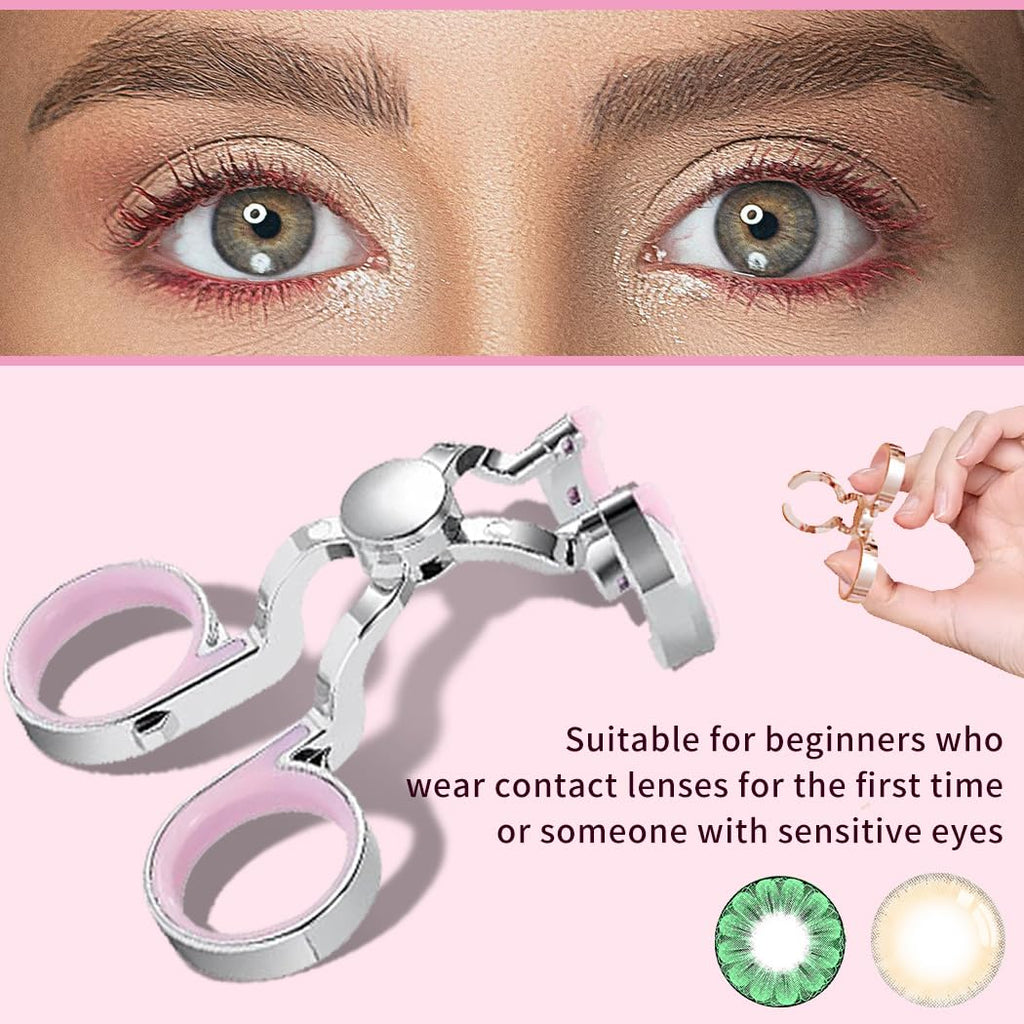 iGeyzoe Contact Lens Wearing Aids – Portable Eyelid Stretcher, Insert/Remove Tool (Green)
