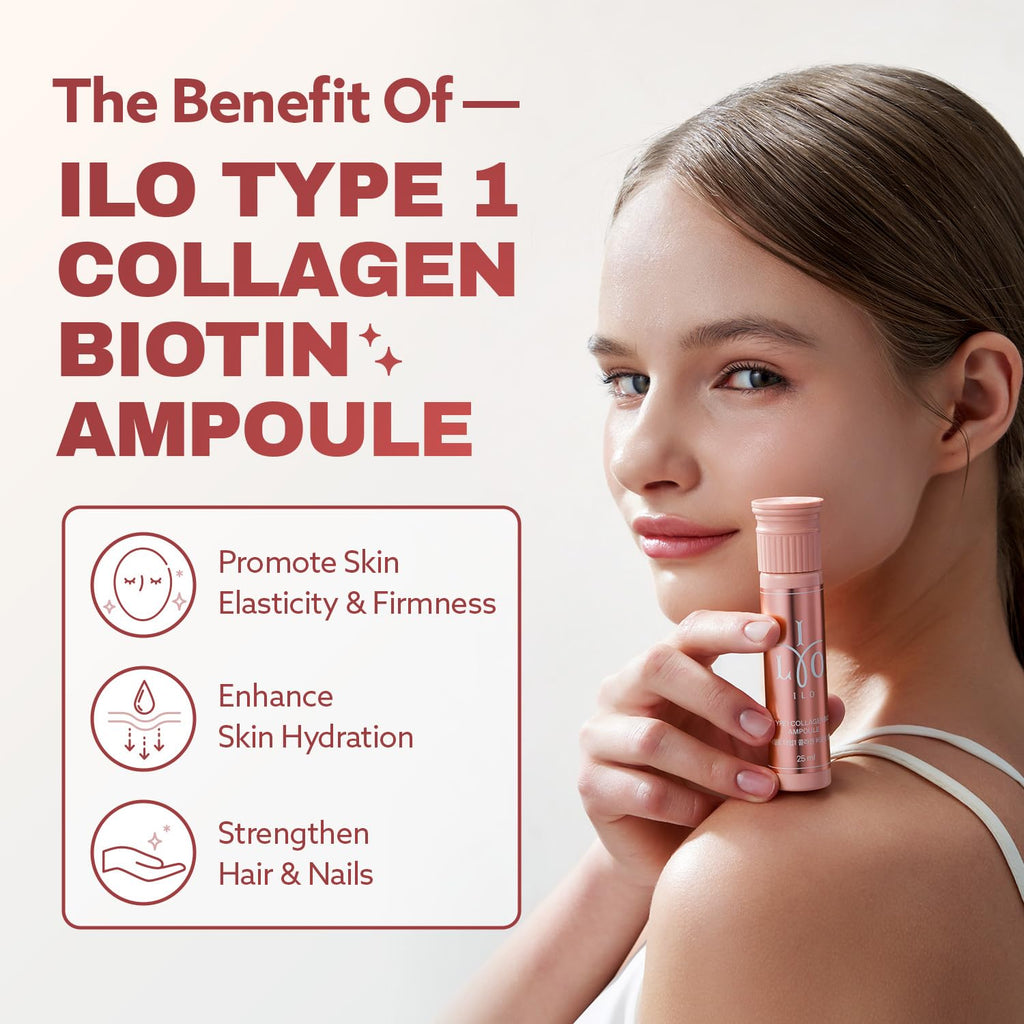 ILO Type 1 Liquid Collagen Drink – 3,000mg Marine Collagen, Biotin & Ceramide | Orange Flavor