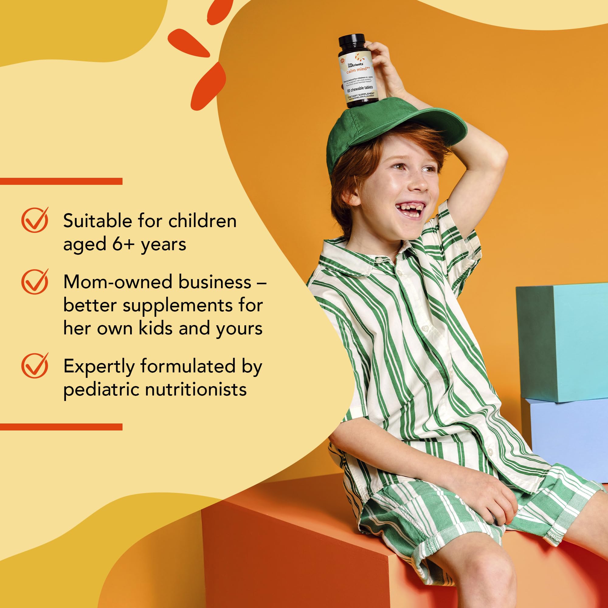 I'm Nutrients Calm Mind for Kids — Saffron, Zinc, Magnesium & Vitamin B6 | 60 Chewable Tablets