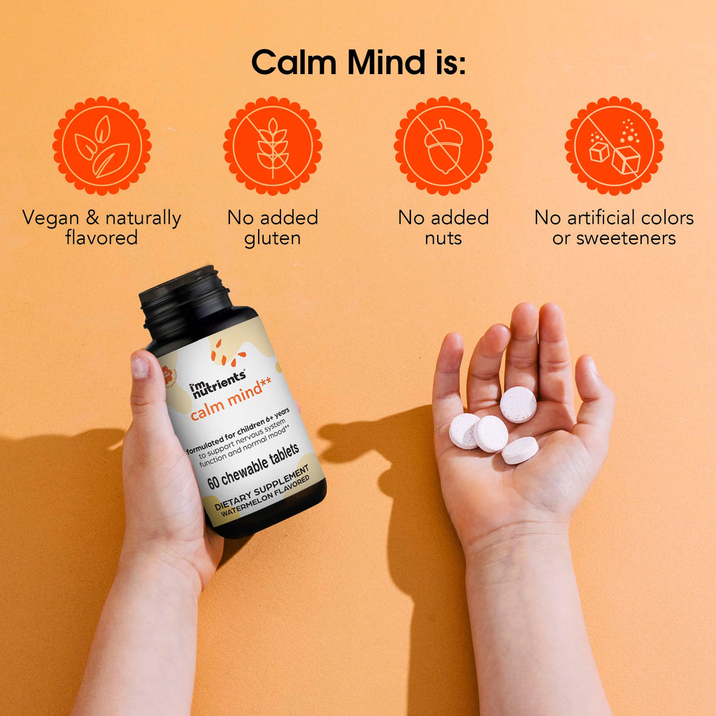 I'm Nutrients Calm Mind for Kids — Saffron, Zinc, Magnesium & Vitamin B6 | 60 Chewable Tablets